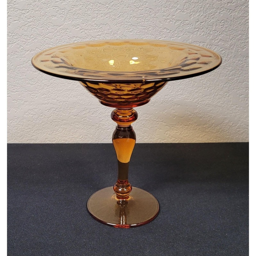 Fostoria Fairfax Amber Glass Pedestal Compote Vintage 1970s